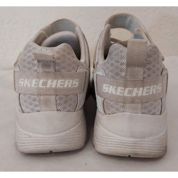 Skechers Girls' Uno Lite White Lace Up Sneaker Air-Cooled Memory Foam Size 3.5Y - Picture 4 of 7